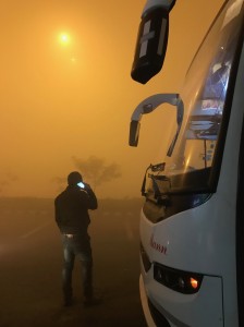 インド　霧